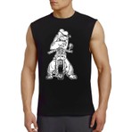 ROCKANDROLL Temel Motor Siyah Kesik Kol / Kolsuz Erkek T-Shirt