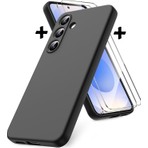 M.TK Moveteck Samsung Galaxy S25 Kılıf Kamera Korumalı Yumuşak Renkli Silikon + 9h Ekran Koruyucu Cam 2in1 Set