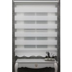 Ekru Geniş Plise Etek Dilimli Zebra Stor Güneşlik Perde