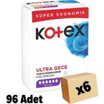 Kotex Ultra Quadro Süper Eko Gece Hijyenik Ped 16'lı x 6 Paket - Pamuksu Yüzey, Hızlı Emici ve Nefes Alabilir