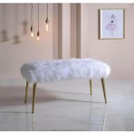 Beylerbeyi Ahşap Ayaklı Handmade Geniş Oturum Alanlı Krem Peluş Kumaş Pofidik Puf Bench ,ayak Ucu Uzatmalık