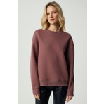Grimelange VANELTINA Kadın Organik Pamuklu Yumuşacık İçi Polarlı Yuvarlak yakalı Mürdüm Sweatshirt