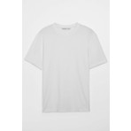 Grimelange Solo Erkek %100 Organik Pamuklu Kalın Dokulu Comfort Fit Bisiklet Yakalı Beyaz T-shirt