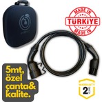 Evoşarj Elektrikli Araç Şarj Ara Kablosu Tip 2 Düz 32A-22KW 5 m Tüm Elektrikli Araçlarla Uyumlu