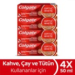 Colgate Optic White Beyazlatıcı Diş Macunu 4 x 50 ml Kahve Çay ve Tütün Kullanıcıları İçin