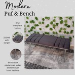 Özcan Mobilya Aksesuar Krom Metal Ayaklı Metal Kasalı Bench Mutfak Salon Antre Yatak Odası Balkon Puf Bank