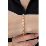 Fiyonk Kuyumculuk 14 Ayar Altın Işıltılı Burgu Zincir Bileklik 3.90 mm