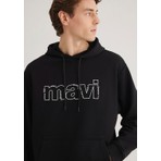 Mavi Mavi Logo Baskılı Kapüşonlu Siyah Sweatshirt 0S10196-900