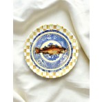 Unique Florya Dekoratif Duvar Tabağı Duvar Süsü Balıklı Tabak Blue Blanc Tabak No:19
