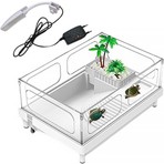 Sobo Plastik Kaplumbağa Bahçesi LED Aydınlatmalı 38x27x18 Cm Beyaz Renk Akvaryum