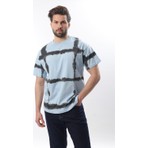 Bebe Mavisi Bisiklet Yaka Baskılı Basic Erkek T-Shirt E7109