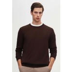 Ds Damat Regular Fit Kahverengi Tüylenme Yapmayan Bisiklet Yaka Triko Kazak 5HF06ORT12004