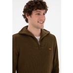 U.S. Polo Assn. Erkek Regular Fit Yarım Fermuarlı Haki Kazak 50297047-VR027