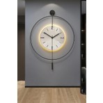 MetaQuartz Aksesuar (Büyük Boy-50*75 cm)Black fred Mat Siyah -Abs Polimer Göbek-Pilli LED (3ADET Pil ile Gelmektedir ) - Modern Duvar Saati