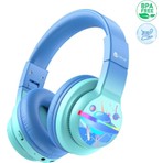 iClever LED Işıklı Güvenli Ses Sınırlı 85 Saat Oynatma Süreli Bluetooth Çocuk Kulaklığı Açık Mavi