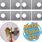 Badem10 Dolap Kapak Taş Menteşe Tamir Sacı Nobel Pratik Onarım Kiti Yuva Saçı Tablası 8x8.5 cm 8 Adet