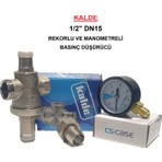 Kalde 1/2" DN15 Rekorlu Su Basınç Düşürücü + Case Manometre - Pressure Reducing Valves (With Manometer)
