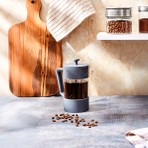 Aryıldız Doppio Grey French Press 600 ml Gri Borosilikat Cam ile Dayanıklı ve Zarif Tasarım