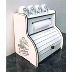 Adım Shops Beyaz MDF Ekmeklik Havluluk Baharat Rafı 36x35cm Klasik Tasarım Çok Amaçlı Kullanım
