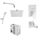 Artema Flow Square Krom Ankastre Duş Seti A49305  (A43208-A41949-A45652-A45707STA-A45736-A43131) Modern Tasarım ve Fonksiyonel Özellikler