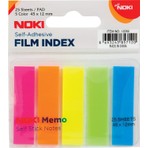 Noki Neon Renkli Yapışkanlı Not Kağıdı - 25 Yaprak, 5 Farklı Renk, 45x12 mm, Düz Desen