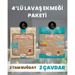 4'LÜ PAKET-Asrın Tandırı 2 Adet Ekşi Mayalı Tam Buğday Lavaş Ekmeği- 2 Adet Ekşi Mayalı Çavdar Lavaş Ekmeği