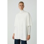 Ethiquet Modest Vıvıan Kadın %100 Organik Pamuklu Oversize Fit Bisiklet Yaka Krem Büyük Beden T-shirt