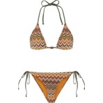Aquella Renkli Desenli Triko Üçgen Bikini Takım