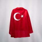 Ay Yıldız Baskılı Türk Bayraklı Kırmızı Pelerin