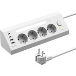 Fulltech Ftr-22 Gece Lambalı Akım Korumalı Çoklu Priz - Beyaz