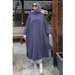Rabia Şamlı Antrasit Panço Triko Hırka Standart Beden Kadın İçin Rahat ve Şık Tasarım
