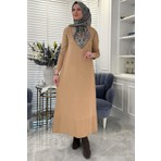 Rabia Şamlı İsra Triko Elbise Bej