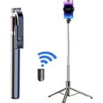 R1S-L Bluetooth Kumandalı 170CM Tripod LED Işıklı Selfie Çubuğu Telefon Tripodu - Uzayabilen Taşınabilir Tripod