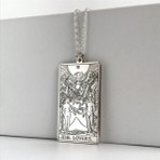 925 Ayar Gümüş Tarot (The Lovers) Aşıklar Kolye