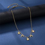 N!da Jewelry Has Altın Kaplama Çoklu Ay Yıldız 925K Kolye