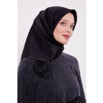 Lêvi D'or Siyah Benekli Twill Ipek Eşarp