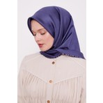 Lêvi D'or Lacivert Çizgili Twill Ipek Eşarp