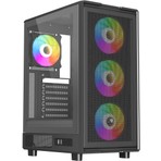 PowerBoost A601B 600W 80+ Temperli Camlı 4*12cm Rainbow Fanlı Mesh Mid-T ATX Gaming Siyah Kasa (JBST-PBA601B)