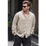 Madmext Camel Uzun Kollu Oversize Erkek Gömlek 6735