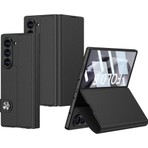 ZORE Galaxy Z Fold 6 Kılıf Suni Deri Tasarımlı Magnetik Tokalı ve Kartlıklı Zore Kıpta Zegna Kapak-Siyah-