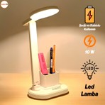 Masa Lambası Şarjlı Gece Lambası Dokunmatik 3 Renk Telefon Tutucu Kademeli Çalışma Okuma Işığı 10W