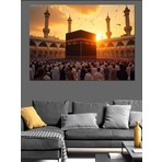 Karizma Tablo Mekke'de Kabe Dekoratif Kanvas - Mdf Ahşap Tablo
