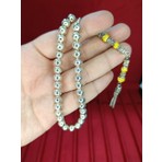 Anemore Collection GÜMÜŞ RENK KAPLAMA METAL TESBİH NAKKAŞ İMAME 8MM KÜRE KESİM T-809