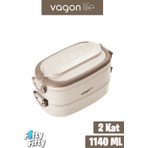 Vagonlife Lunchbox 1140 ml 2 Kat Paslanmaz Çelik Çorba Kaseli Bento Lunch Box Yeni Nesil Sefer Tası -FFLBOX10403