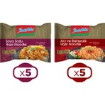 Indomie Noodle Gurme 80 gr Soya Soslu & Acı ve Baharatlı 10 Lu Karma Paket