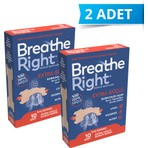 Breathe Right Extra Büyük Burun Bandı - İlaçsız, Esnek Malzeme, 66 mm, Rahat Nefes Almayı Sağlayan Ergonomik Tasarım, 10'lu x 2 Paket