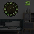 Duvar  Saati  FS-719-G  Exculusıve  Gri  Fosforlu  Gece  Parlayan  Duvar  Saati