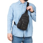 Unisex Siyah Omuz Çantası Su Geçirmez Kanvas Kumaş Body Bag Çift Taraflı Çapraz Postacı Çanta