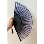 Beluga Yelpaze Bambu Vintage Siyah Bahar Dalı Desenli Şık Püsküllü Japon Yelpaze 0327