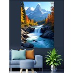 Karizma Tablo Şelale Manzaralı Orman Dekoratif Kanvas - Mdf Ahşap Tablo